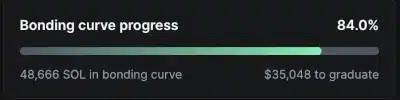 Pump.fun bonding curve progress showing how close a token is to graduating to a decentralized exchange liquidity pool