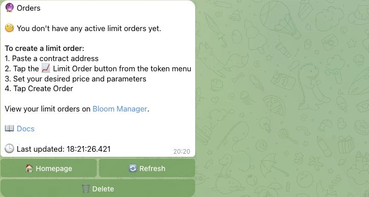 Bloom Solana limit-order overview and order creation guidance
